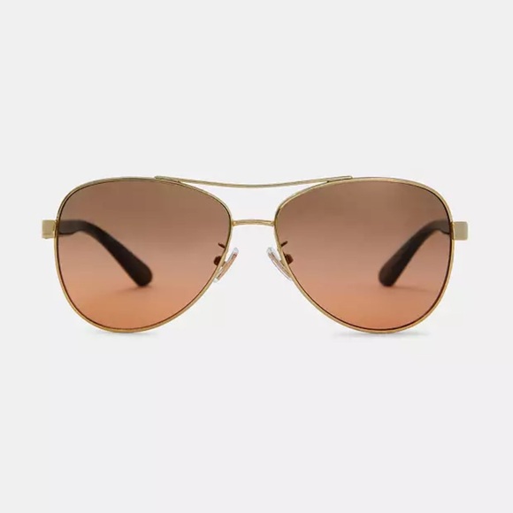 COACH Horse and Carriage Pilot Sunglasses Light Gold and Black NWT - Picture 6 of 7